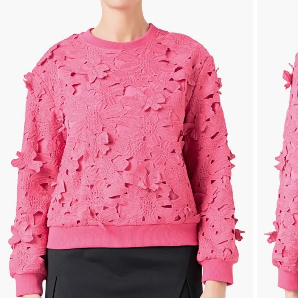 Endless Rose Anthropologie Pink Floral Sweatshirt